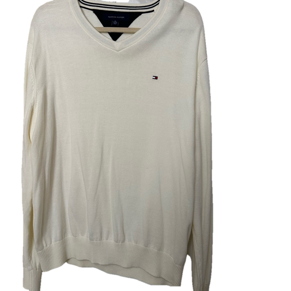 Tommy Hilfiger Men's 100% Cotton Cream Sweater